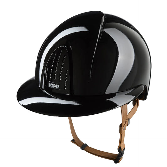 KEP Smart Nova Metal Glänzend Schwarz - Beige Beriemung - Polo Visier