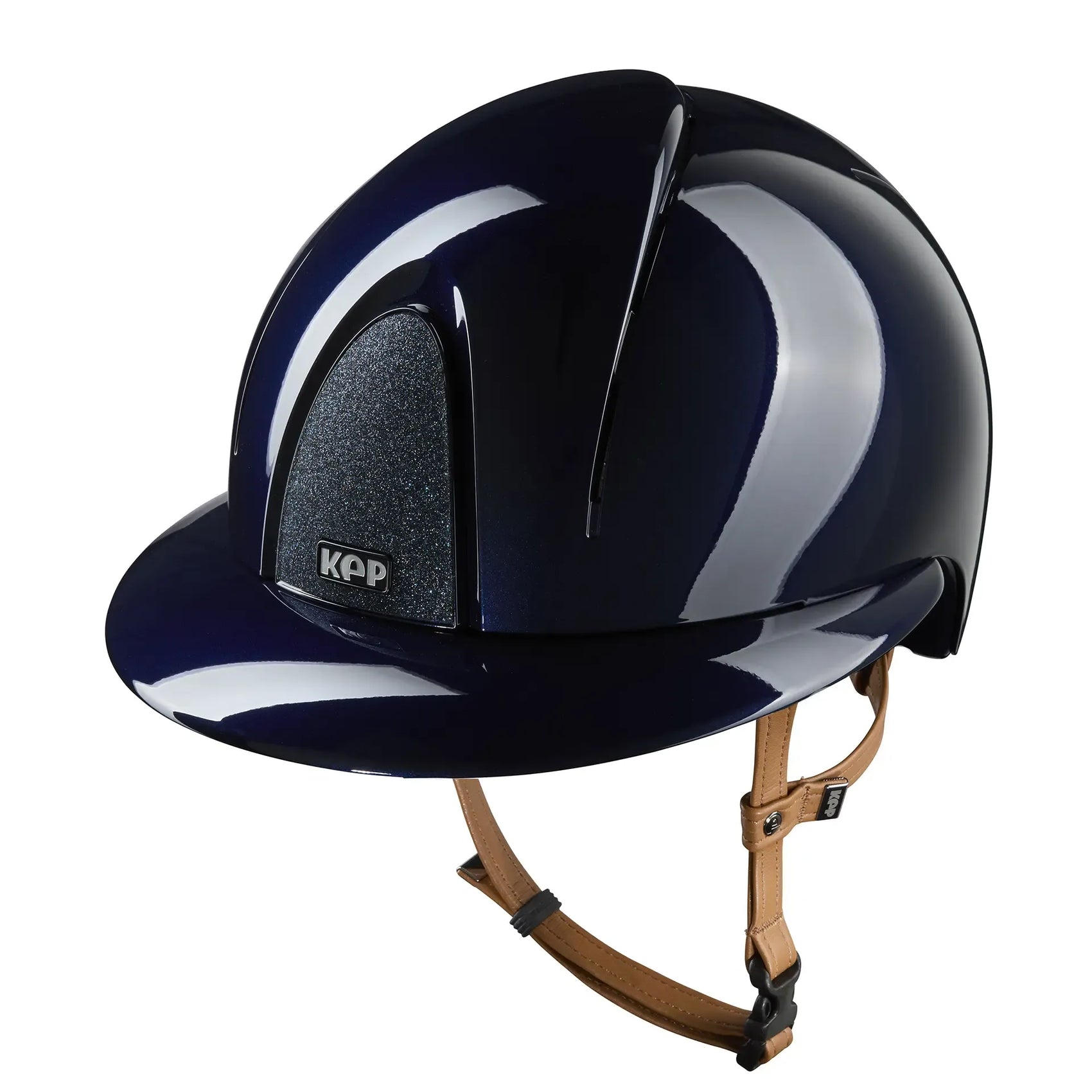 KEP Smart Nova Metal Glänzend Blau - Beige Beriemung - Polo Visier - Glitzer Blau