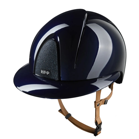 KEP Smart Nova Metal Glänzend Blau - Beige Beriemung - Polo Visier - Glitzer Blau