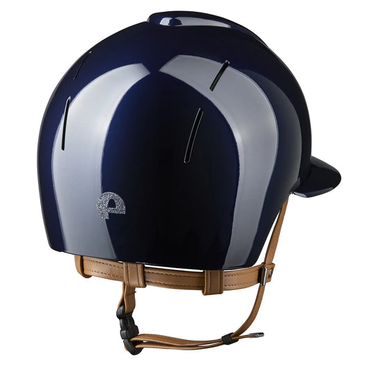 KEP Smart Nova Metal Glänzend Blau - Beige Beriemung - Polo Visier - Glitzer Silber