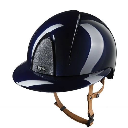KEP Smart Nova Metal Glänzend Blau - Beige Beriemung - Polo Visier - Glitzer Silber
