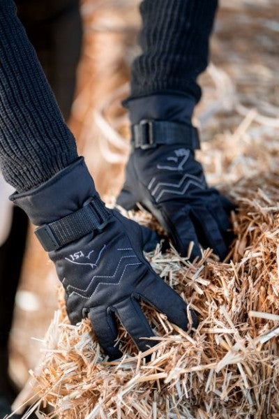 ESPOO Winter Reithandschuhe aus wasserabweisenden Windex Softshell, mit Albarin Unterhand und Klettverschlussriegel, gefüttert