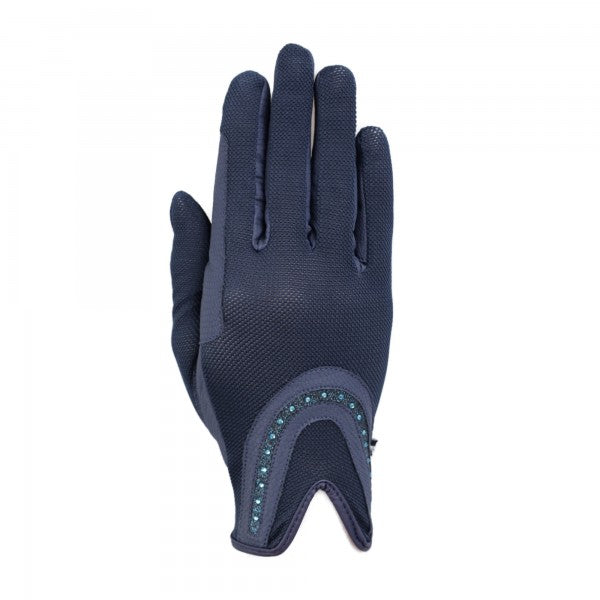 GOOD LUCK GLITTER Schlupfhandschuh mit Hufeisenoptik und Glitzersteinen sowie Mesh Oberhand