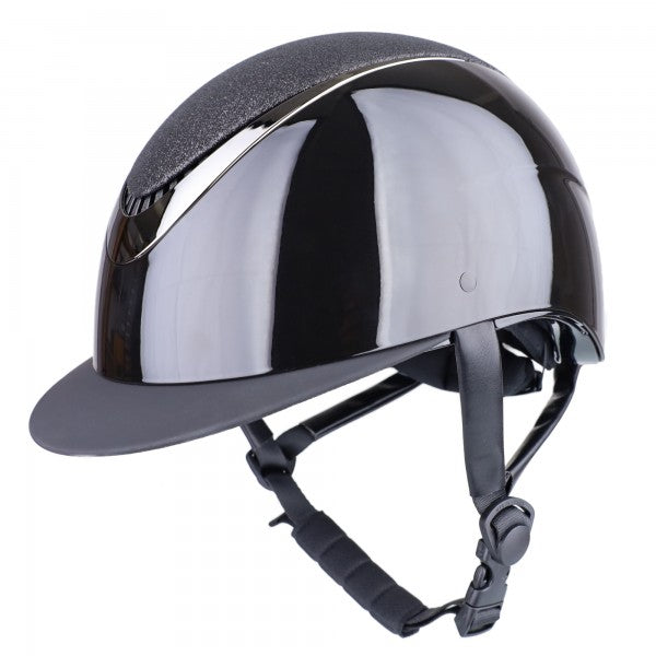 Reithelm "Comfort Brilliant", glänzende ABS-Außenschale mit Glitzer und Chrom-Detail, stufenlos verstellbar, EN1384:2023