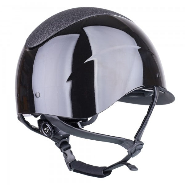 Reithelm "Comfort Brilliant", glänzende ABS-Außenschale mit Glitzer und Chrom-Detail, stufenlos verstellbar, EN1384:2023