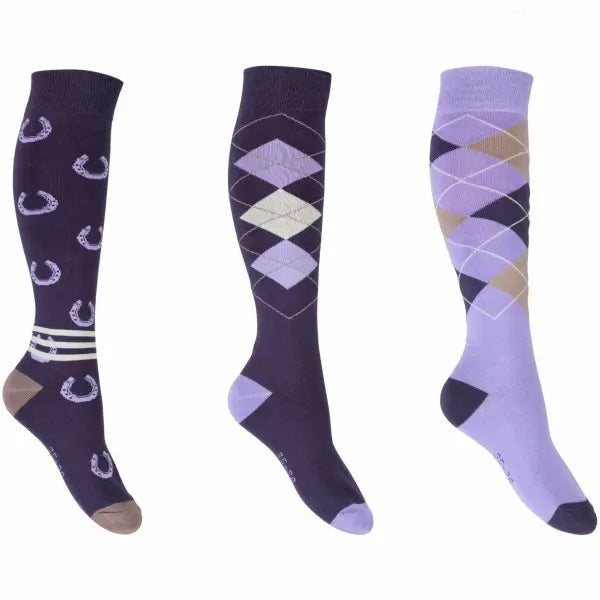 Reitsocken -Cardiff- 3er Set Lila/Flieder